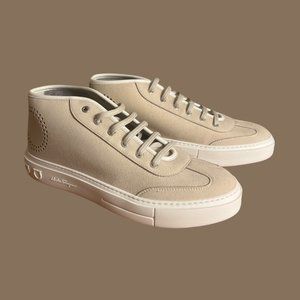 (9.5)New Salvatore Ferragamo Angel 4 White Suede Sneakers